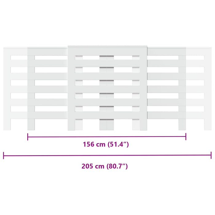 Radiatordeksel hvit 205x21,5x83,5 cm konstruert tre