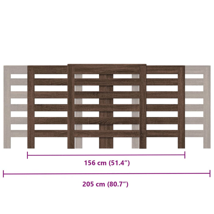 Radiatordeksel brunt eik 205x21,5x83,5 cm konstruert tre