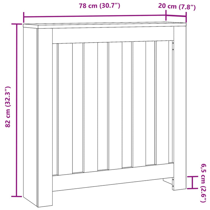 Radiatordeksel hvit 78x20x82 cm konstruert tre