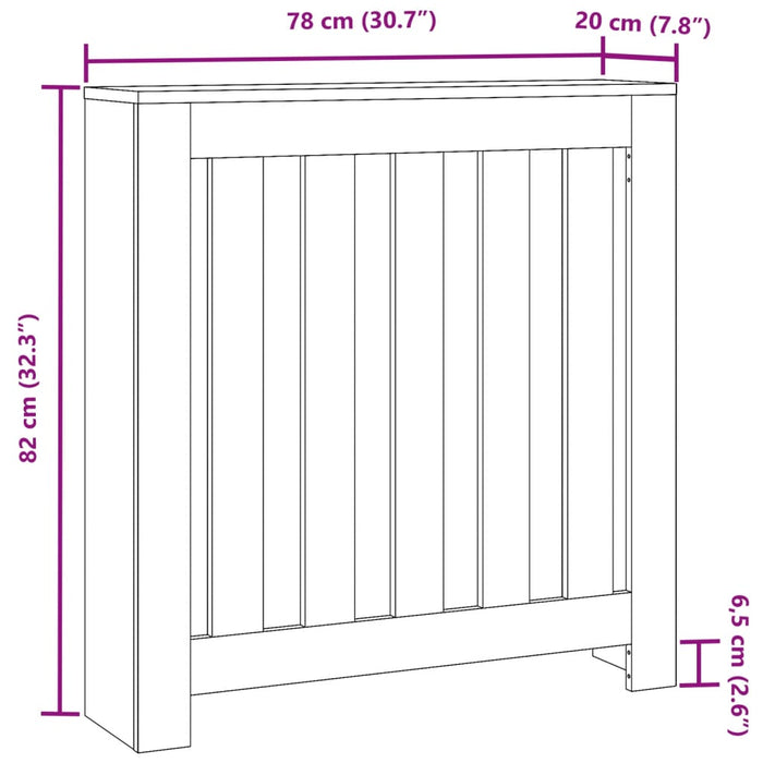 Radiatordeksel betonggrå 78x20x82 cm konstruert tre