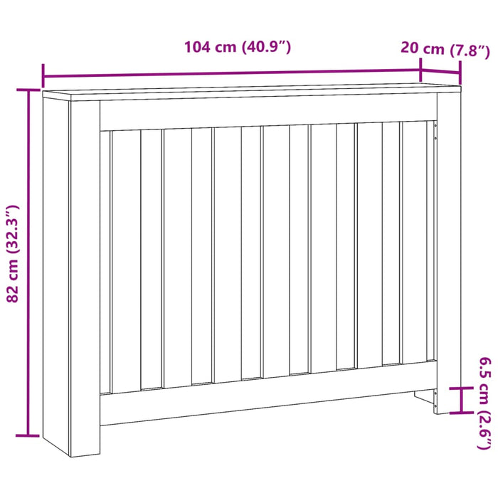 Radiatordeksel sonoma eik 104x20x82 cm konstruert tre