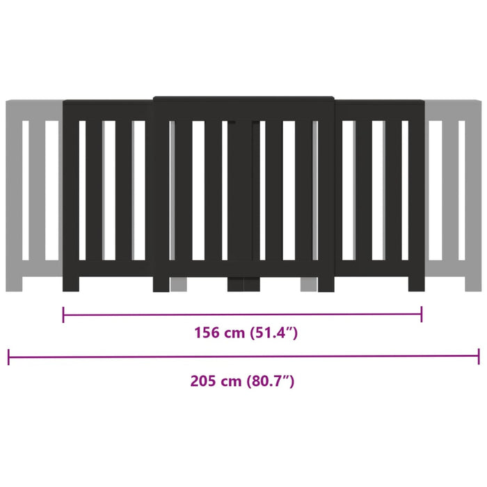 Radiatordeksel svart 205x21,5x83,5 cm konstruert tre