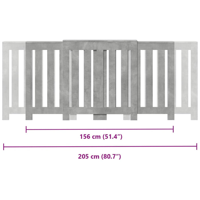 Radiatordeksel betonggrå 205x21,5x83,5 cm konstruert tre