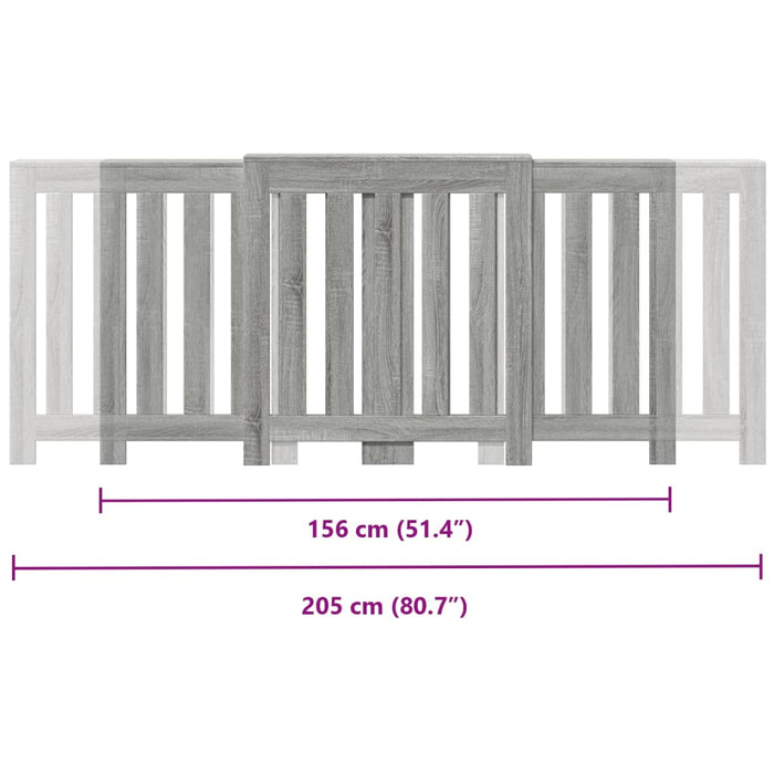 Radiatordeksel grå sonoma 205x21,5x83,5 cm konstruert tre