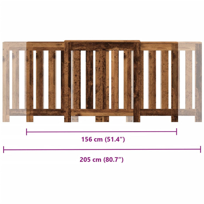 Radiatordeksel gammelt tre 205x21,5x83,5 cm konstruert tre