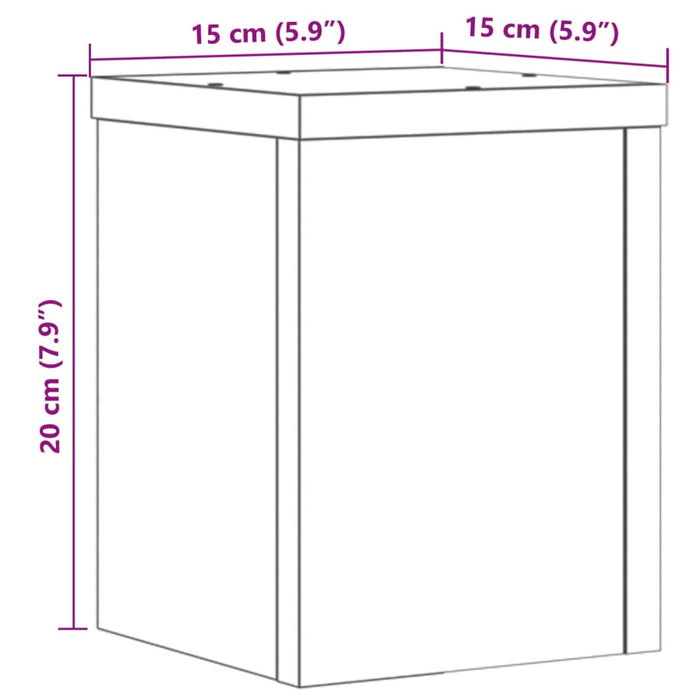 Plantestativer 2 stk brun eik 15x15x20 cm konstruert tre