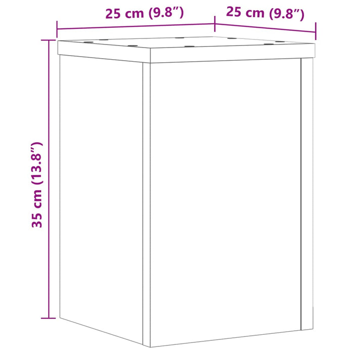 Plantestativer 2 stk brun eik 25x25x35 cm konstruert tre