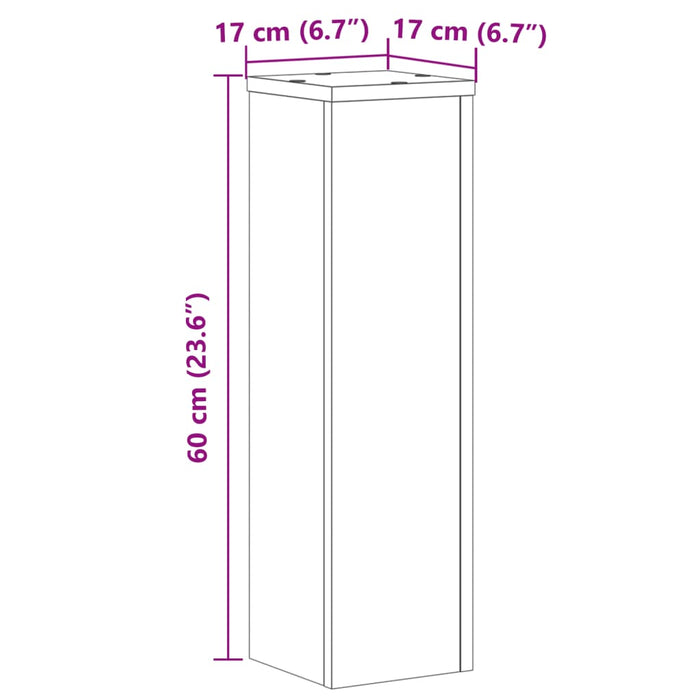 Plantestativer 2 stk sonoma eik 17x17x60 cm konstruert tre