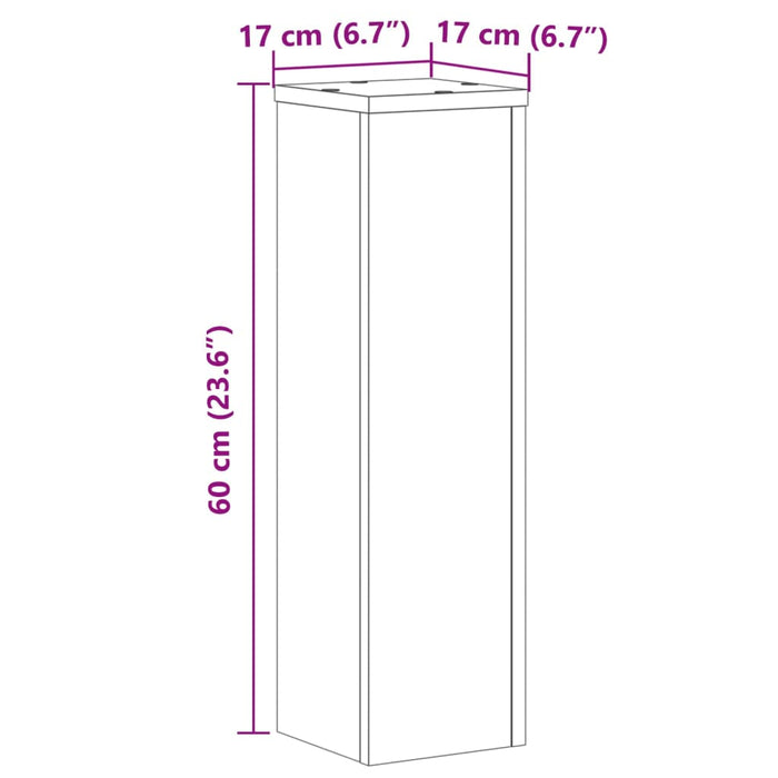 Plantestativer 2 stk betonggrå 17x17x60 cm konstruert tre