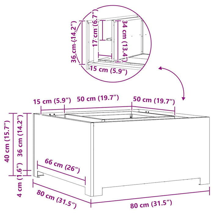 Bålplass Svart 80 x 80 x 40 cm Kaldvalsestål