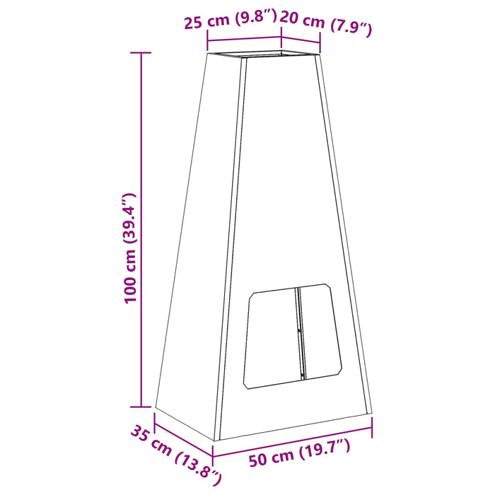 Bålplass Svart 50 x 35 x 100 cm Kaldvalsestål