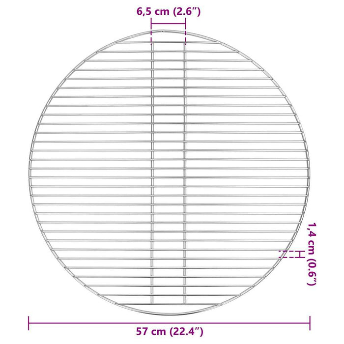 BBQ Grillrist Sølv Ø57 cm Rustfritt Stål