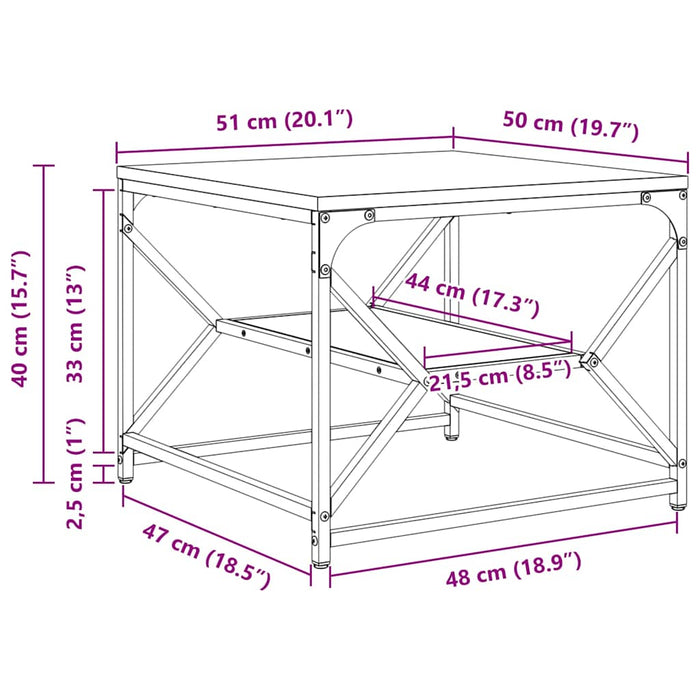 Kaffebord Sonoma eik 51 x 50 x 40 cm Ingeniørtre og stål