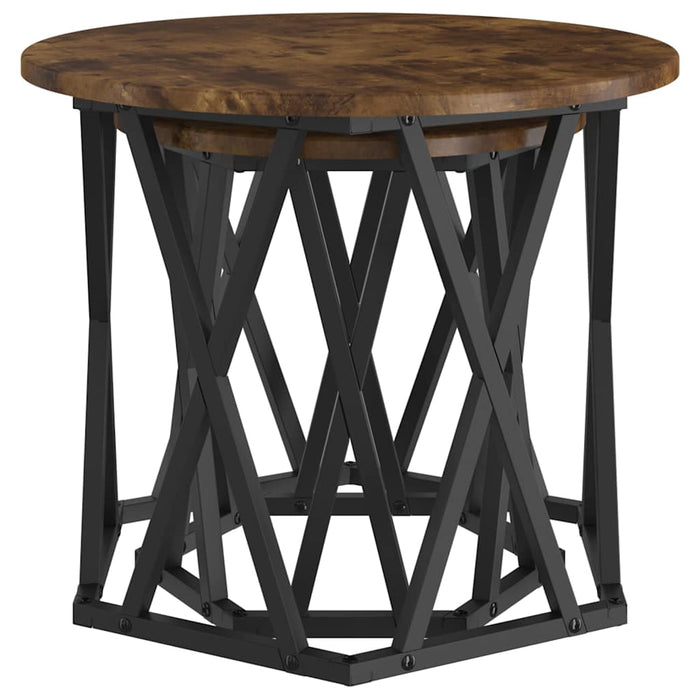 Sidetabell 2 pcs Røkt eik 50 x 50 x 40 cm Ingeniørtre og stål