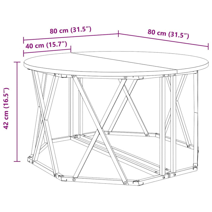 Kaffebord Gammelt tre 80 x 80 x 42 cm Ingeniørtre og stål