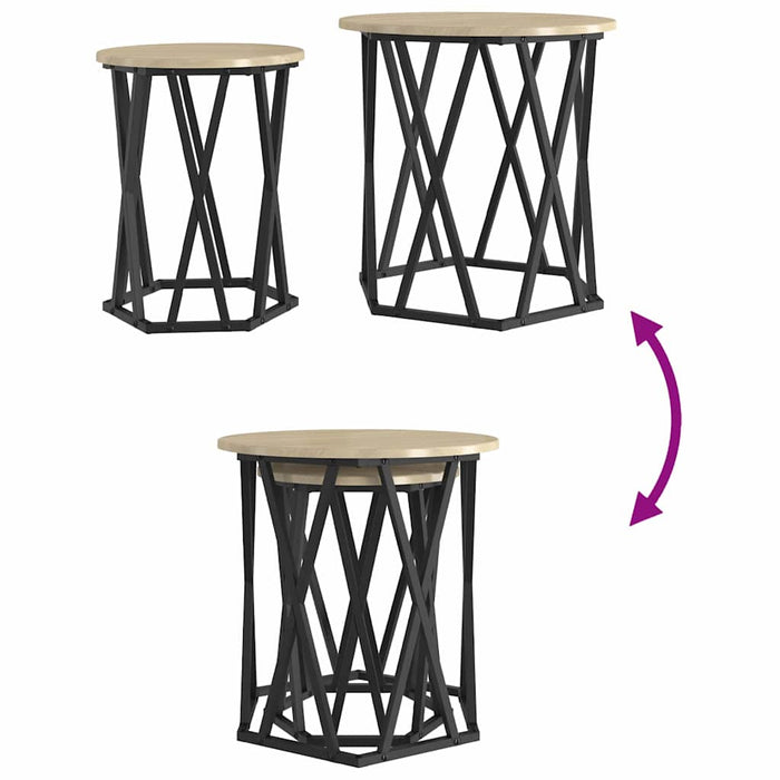 Kaffebord 2 pcs Sonoma eik 50 x 50 x 50 cm Ingeniørtre og stål