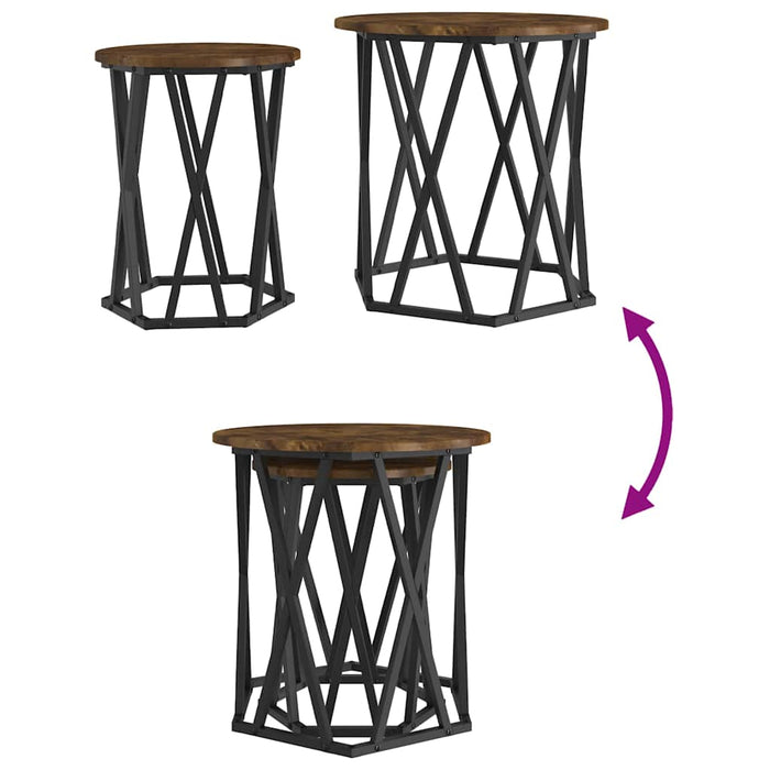 Kaffebord 2 pcs Røkt eik 50 x 50 x 50 cm Ingeniørtre og stål