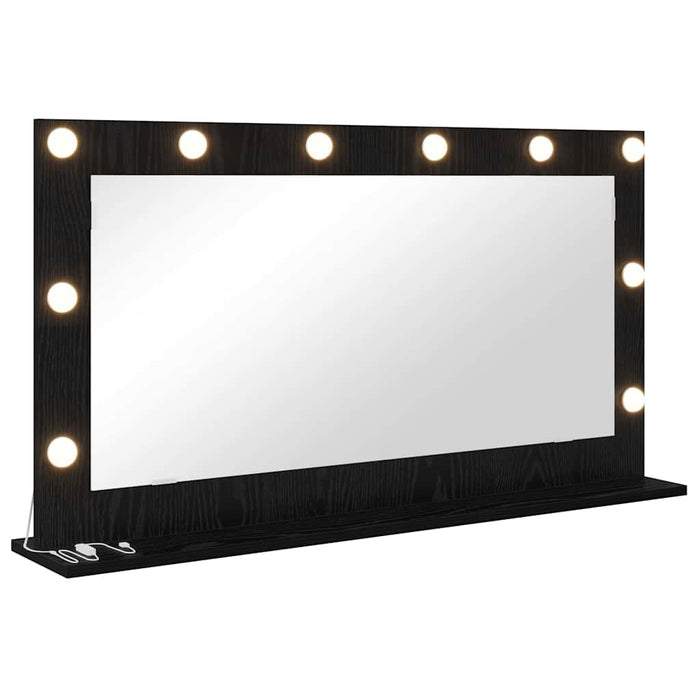 Stilfullt Speil med LED -stripelys Svart Eik 100 x 55 x 18 cm