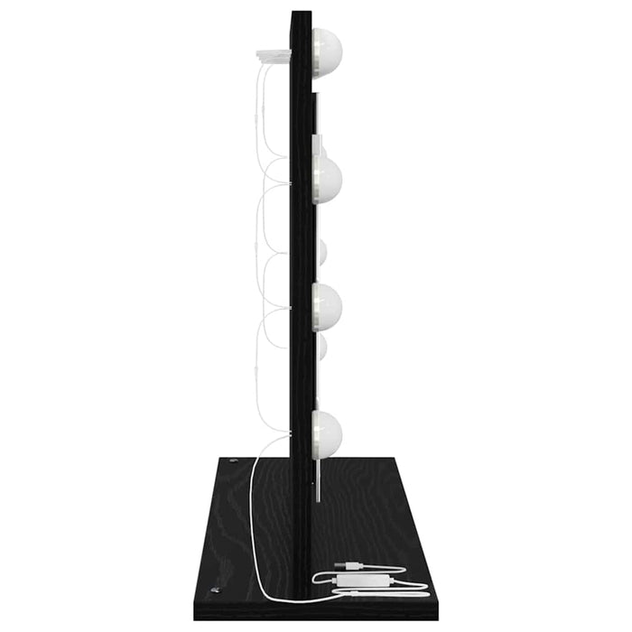 Stilfullt Speil med LED -stripelys Svart Eik 60 x 45 x 18 cm