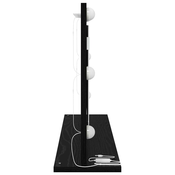 Stilfullt Speil med LED -stripelys Svart Eik 80 x 45 x 18 cm