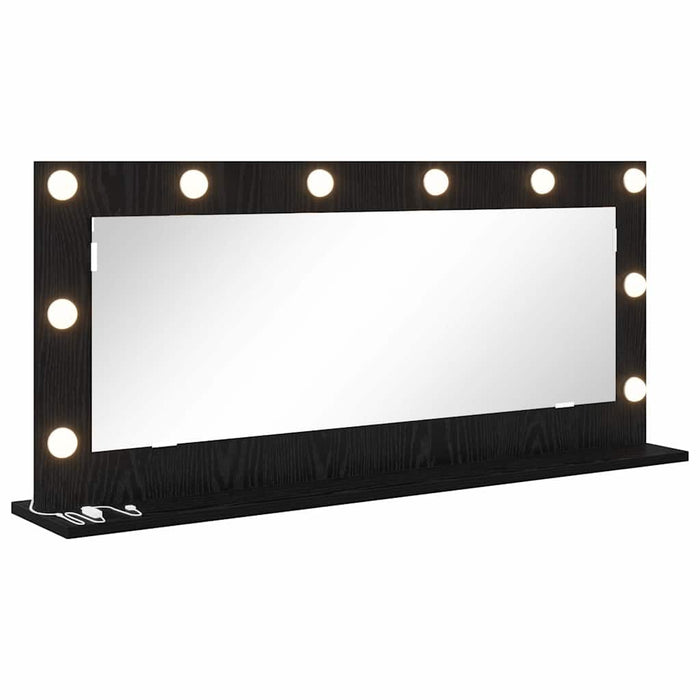 Stilfullt Speil med LED -stripelys Svart Eik 100 x 45 x 18 cm