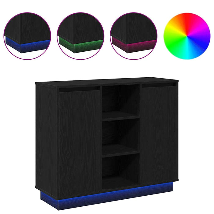 Sidebord med hylle Svart Eik 90 x 32 x 75 cm Konstruert tre