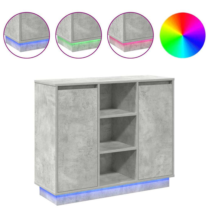 Sidebord med hylle Betonggrå 90 x 32 x 75 cm Konstruert tre