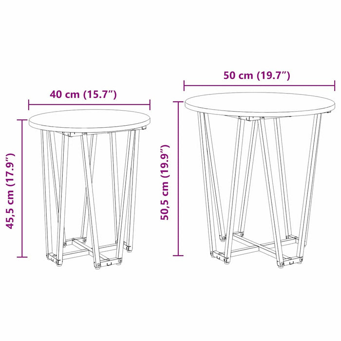 Sidebordssett 2 pcs Artisan Eik og Svart 50 x 50 x 50.5 cm