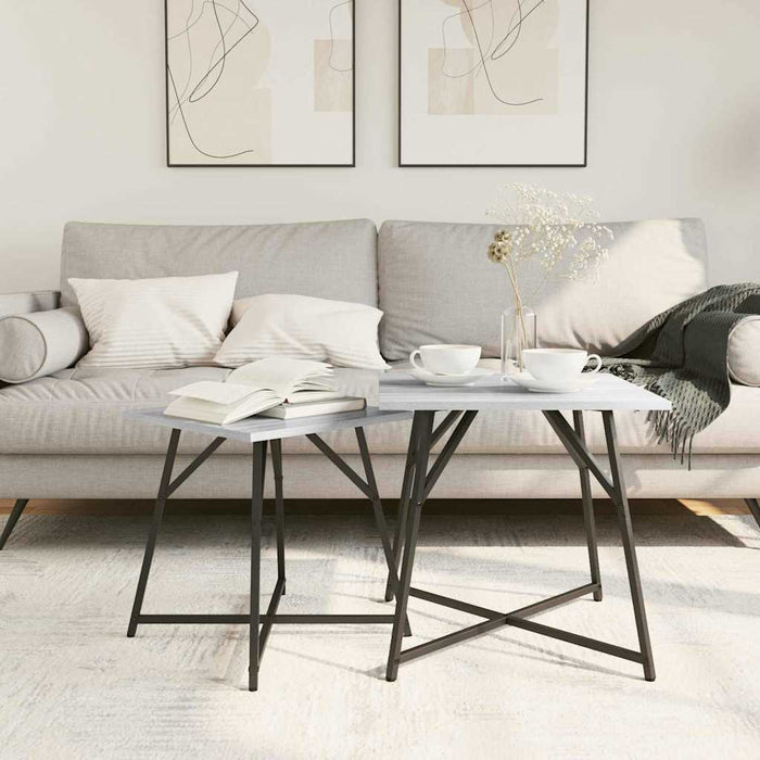 Sidebordssett 2 pcs Grå sonoma og svart 50 x 50 x 50 cm