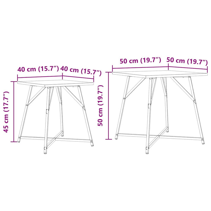 Sidebordssett 2 pcs Grå sonoma og svart 50 x 50 x 50 cm