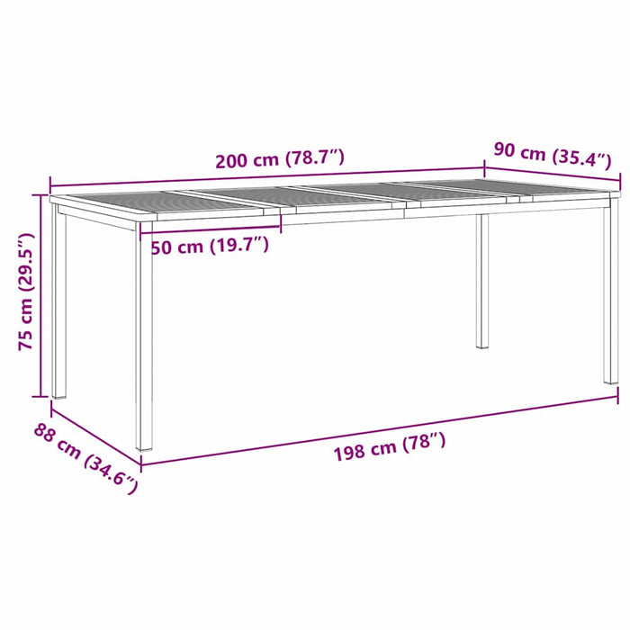 utendørs spisebord 200x90x74.5 cm solid tre teaktre