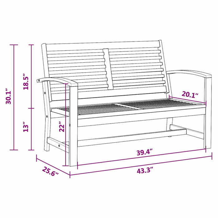 Hagebenk Naturlig 110 x 64 x 76.5 cm Heltre teak
