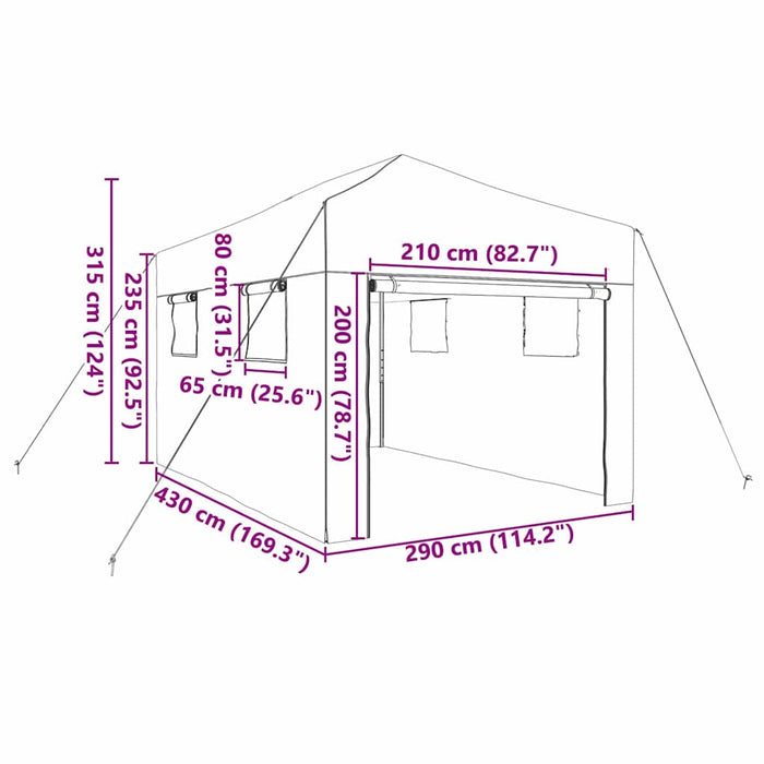 Drivhus med tak grønn 290 x 430 x 315 cm Stål