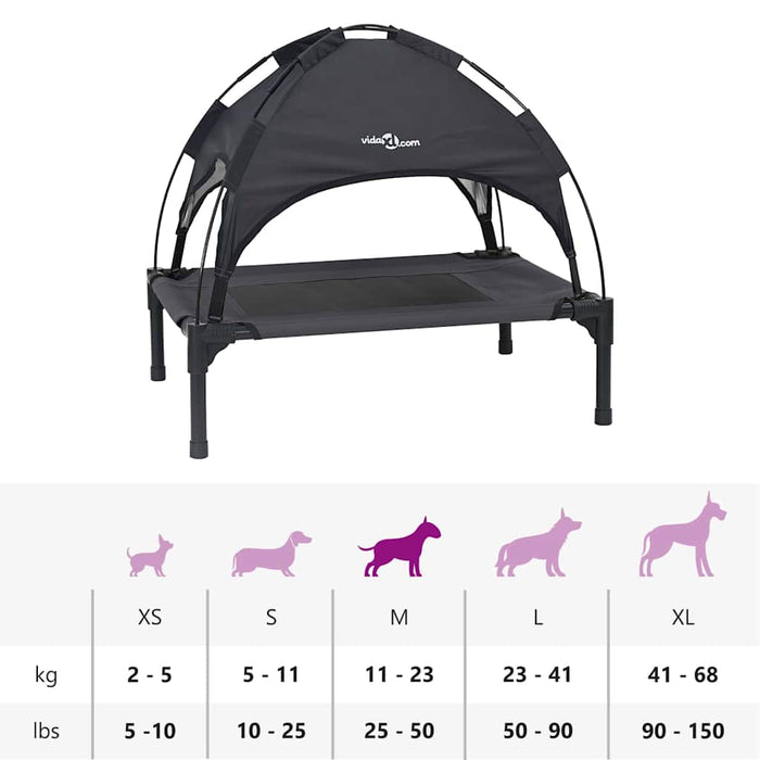 Hevet Hundeseng Svart Polyester, Metallramme 76 x 62 x 70.5 cm