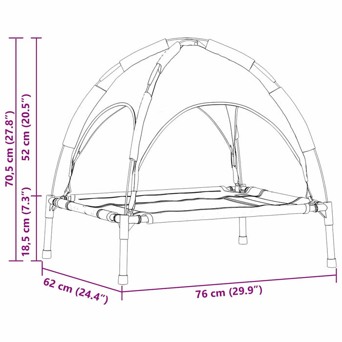 Hevet Hundeseng Svart Polyester, Metallramme 76 x 62 x 70.5 cm