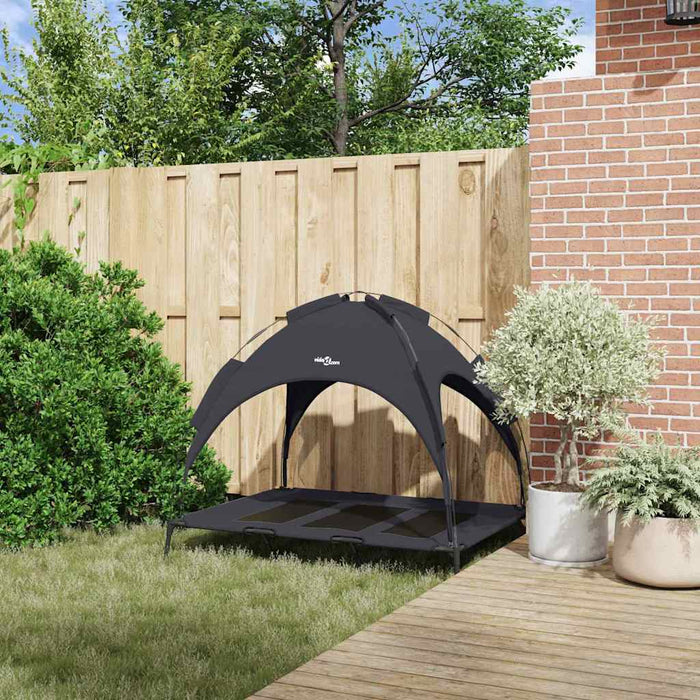 Hevet hundeseng med avtagbart tak Svart XL Stål