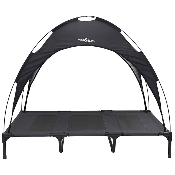 Hevet hundeseng med avtagbart tak Svart XL Stål