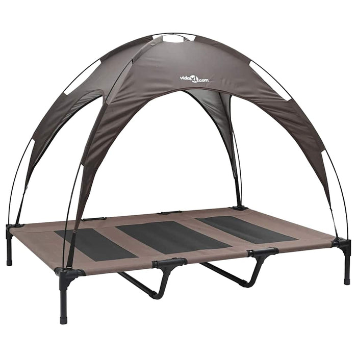 hevet hundeseng med avtagbart tak Brun XL Stål