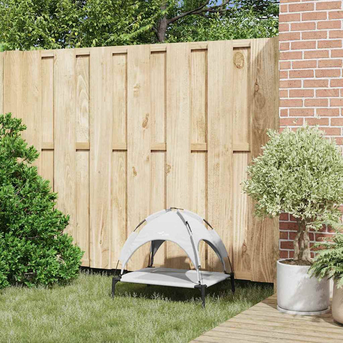 hevet hundeseng med avtagbart tak sølvgrå stål