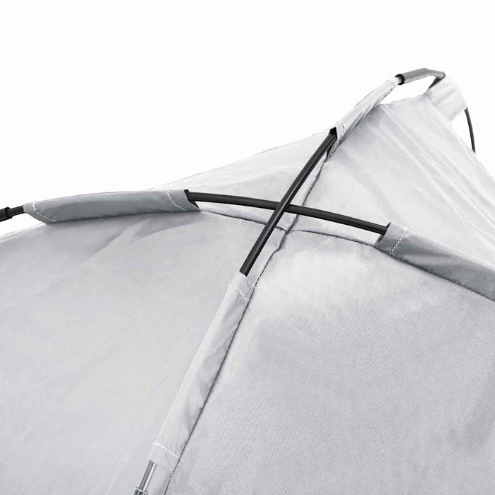 hevet hundeseng med avtagbart tak sølvgrå XL stål