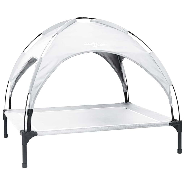 hevet hundeseng med avtagbart tak sølvgrå XL stål