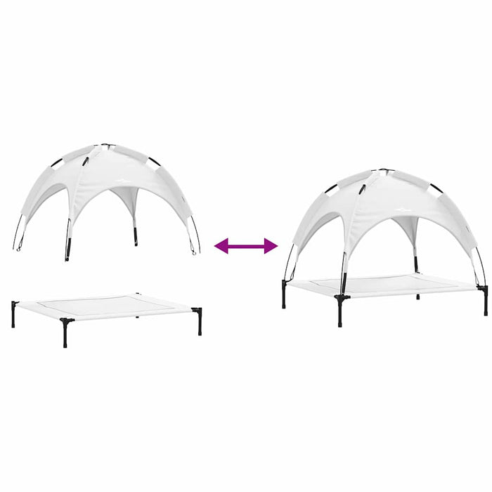 hevet hundeseng med avtagbart tak sølvgrå XL stål