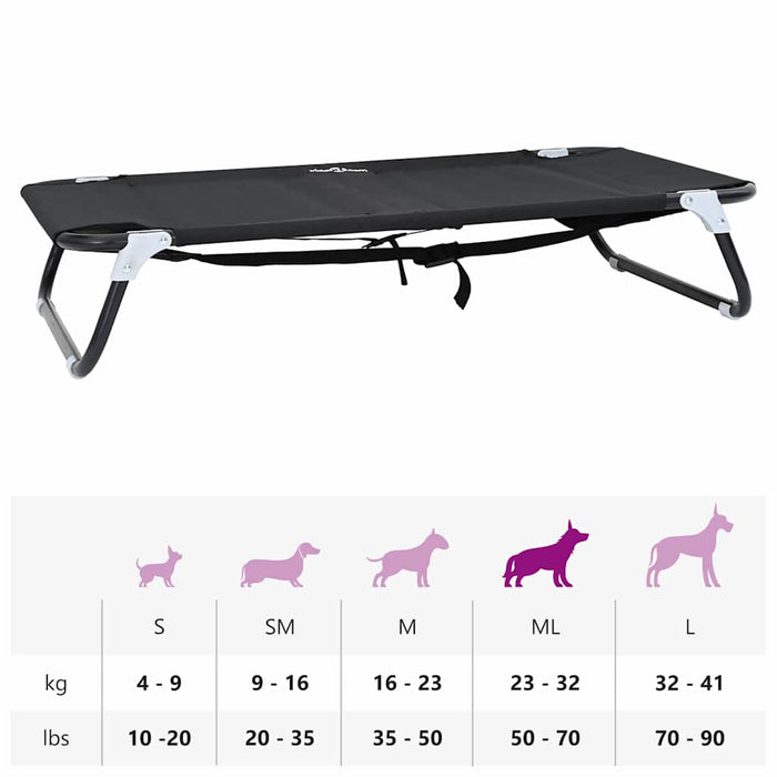 sammenleggbar hundeseng svart ML Oxford stoff og stål