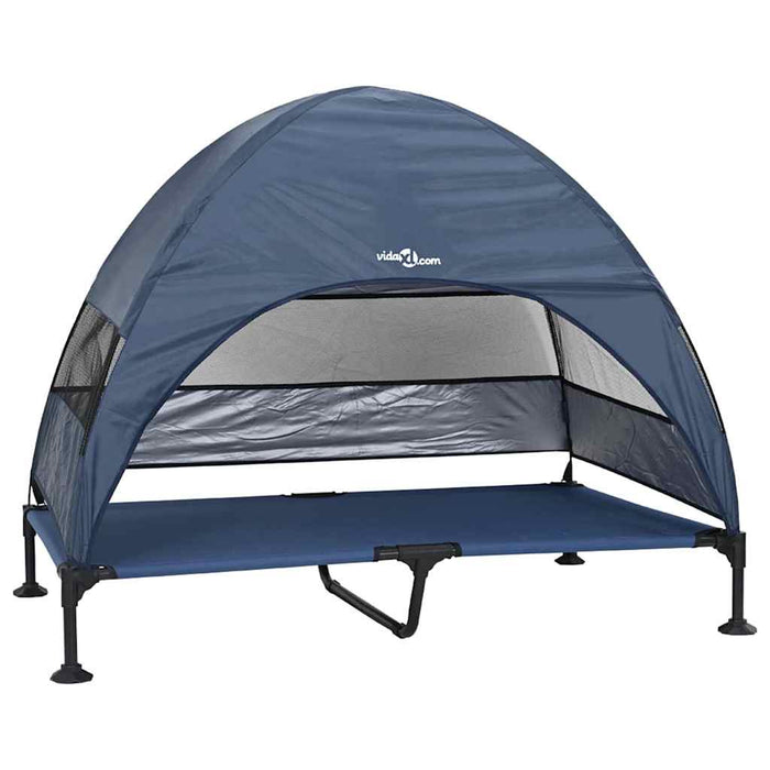 Hevet hundeseng med avtakbart tak Havblå XL Stål