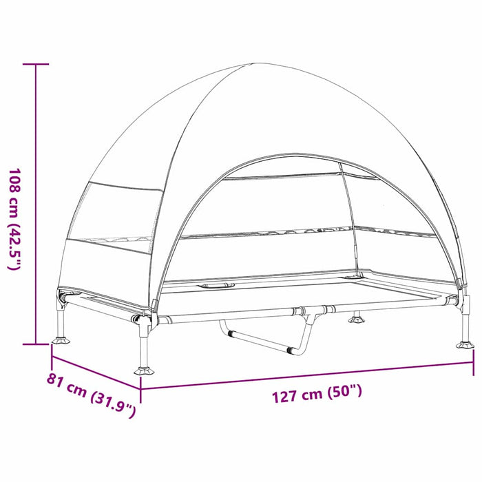 Hevet hundeseng med avtakbart tak Havblå XL Stål