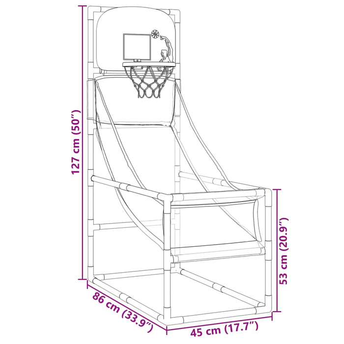 Basketballmaskin med ball og pumpe 45x86x127 cm