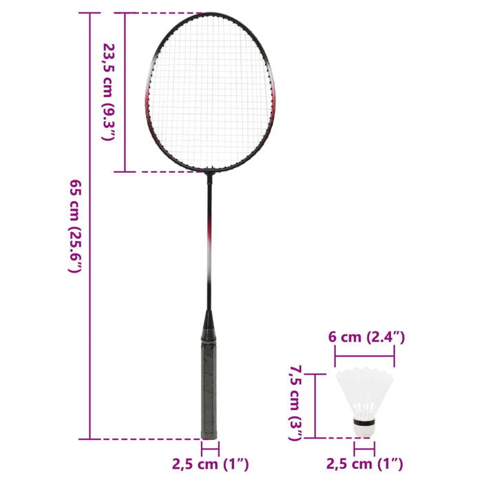 Badmintonsett 2 racketer nett og oppbevaringsveske 292x30x152cm