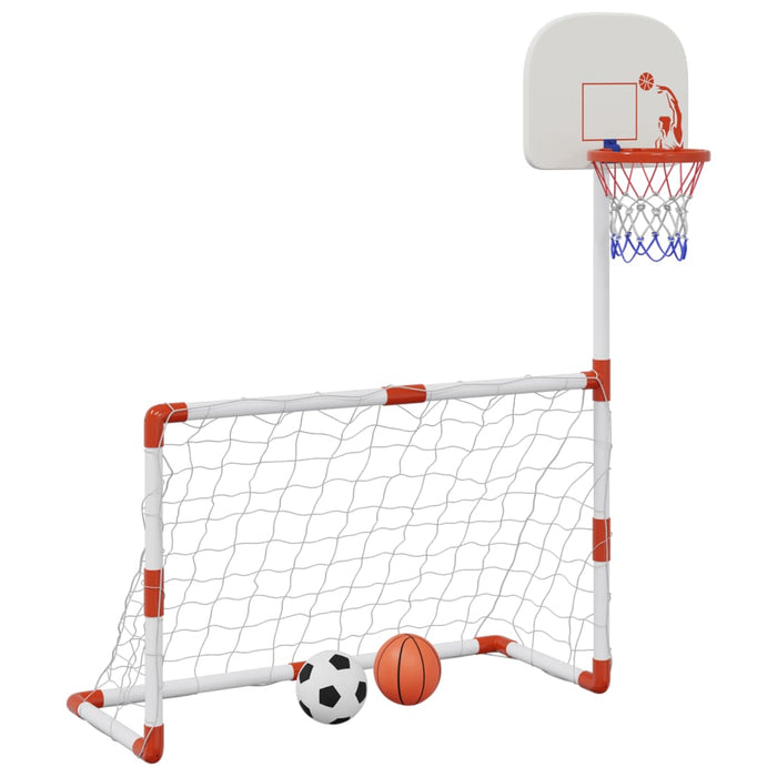 Sett med fotball og basketball med baller for barn 98x50x70 cm