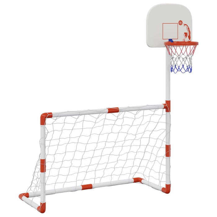 Sett med fotball og basketball med baller for barn 98x50x70 cm