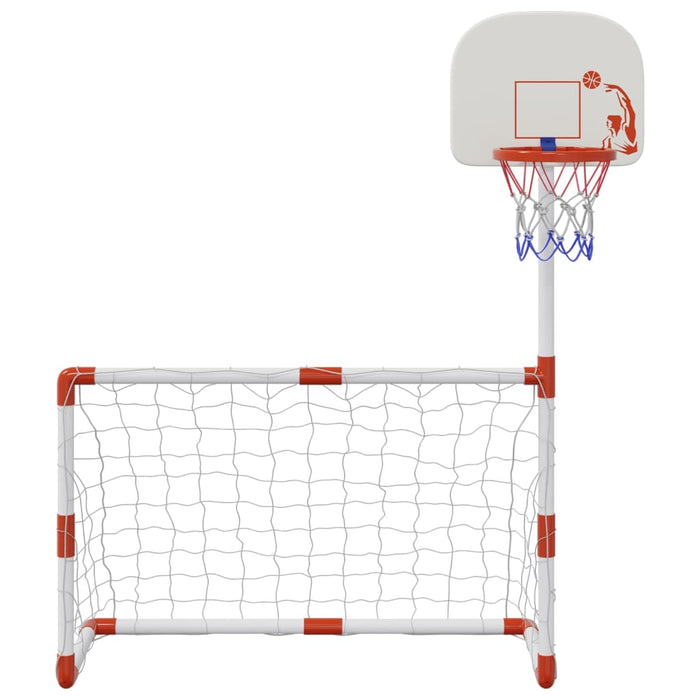 Sett med fotball og basketball med baller for barn 98x50x70 cm